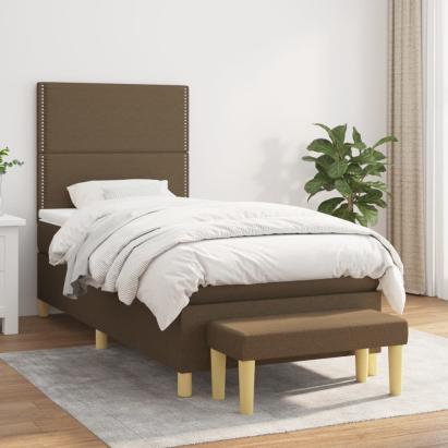 Pat box spring cu saltea, maro închis, 80x200 cm, textil GartenMobel Dekor