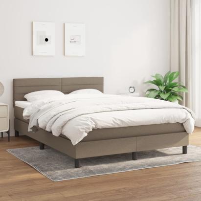 Pat continental cu saltea gri taupe 140x200 cm material textil GartenMobel Dekor