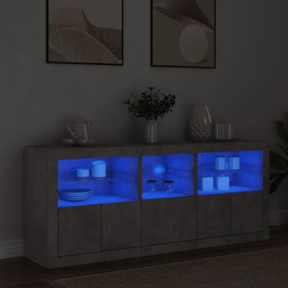 Dulap cu lumini LED, gri beton, 162x37x67 cm GartenMobel Dekor