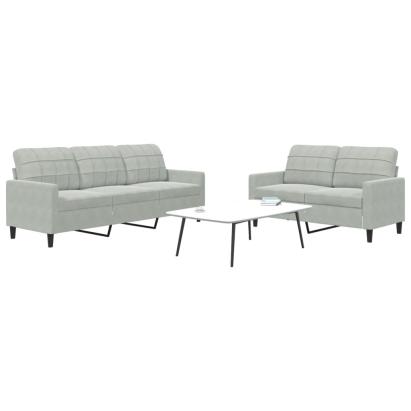 Set de canapele cu perne, 2 piese, gri deschis, catifea GartenMobel Dekor