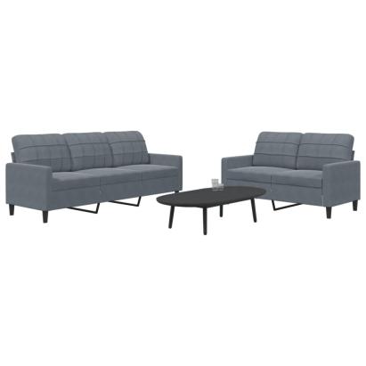 Set de canapele cu perne, 2 piese, gri închis, catifea GartenMobel Dekor