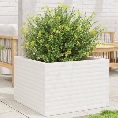 Jardinieră de grădină, alb, 70x70x46 cm, lemn masiv de pin GartenMobel Dekor