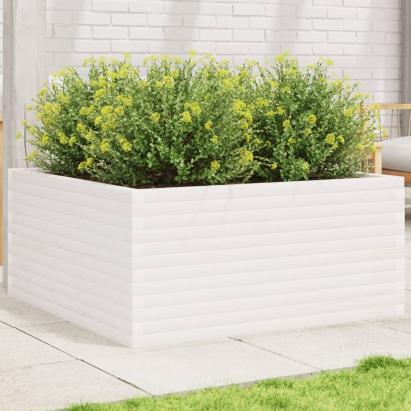 Jardinieră de grădină, alb, 100x100x46 cm, lemn masiv de pin GartenMobel Dekor