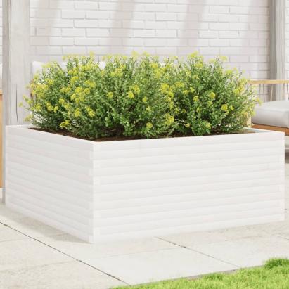 Jardinieră de grădină, alb, 110x110x46 cm, lemn masiv de pin GartenMobel Dekor