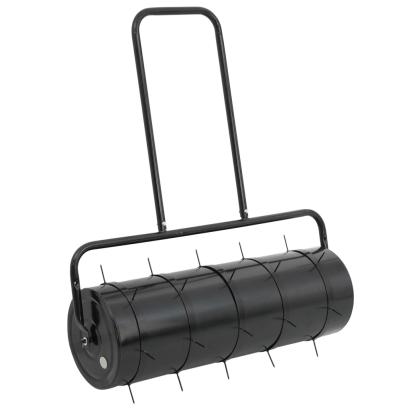 Tăvălug gazon de grădină cleme de aerisire negru 63 L fier/oțel GartenMobel Dekor