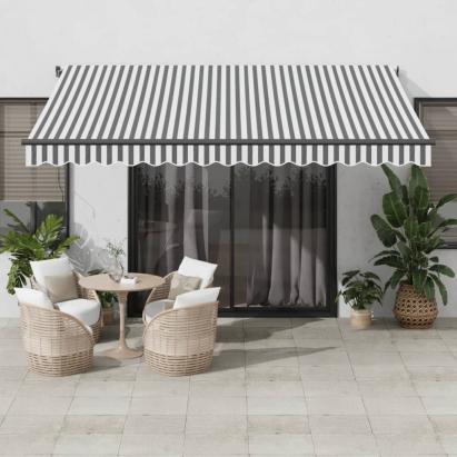 Copertină retractabilă manual cu LED, antracit/alb, 400x300 cm GartenMobel Dekor