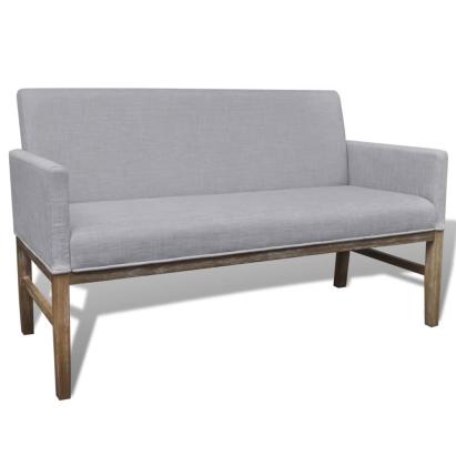 Banchetă cu perne căptușite, textil, lemn de hevea, gri deschis  GartenMobel Dekor