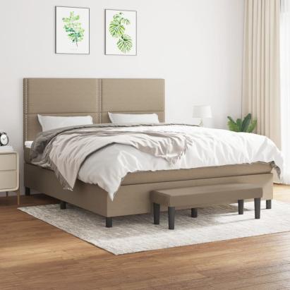 Pat continental cu saltea, gri taupe, 180x200 cm, textil GartenMobel Dekor