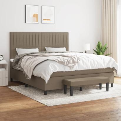 Pat continental cu saltea, gri taupe, 180x200 cm, textil GartenMobel Dekor