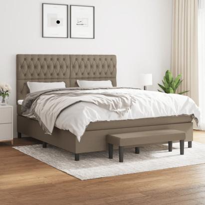 Pat continental cu saltea, gri taupe, 180x200 cm, textil GartenMobel Dekor