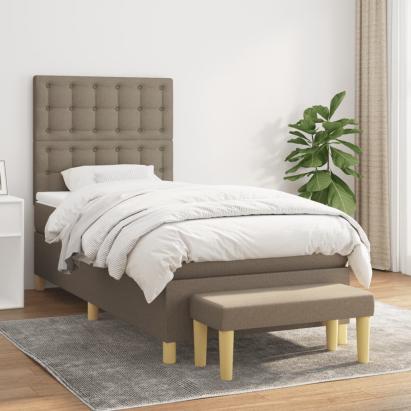 Pat box spring cu saltea, gri taupe, 80x200 cm, textil GartenMobel Dekor