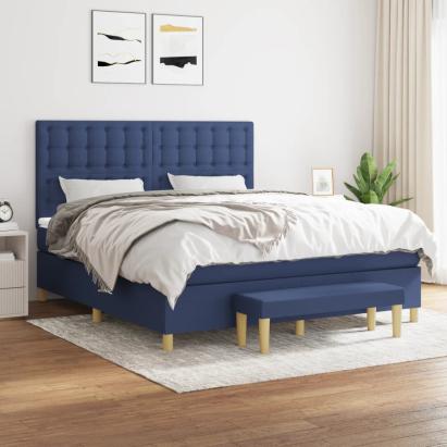 Pat box spring cu saltea, albastru, 180x200 cm, material textil GartenMobel Dekor
