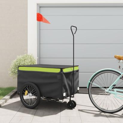 Remorcă pentru biciclete, negru și verde, 45 kg, fier GartenMobel Dekor