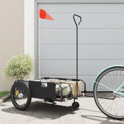 Remorcă de bicicletă, negru, textil oxford și fier GartenMobel Dekor