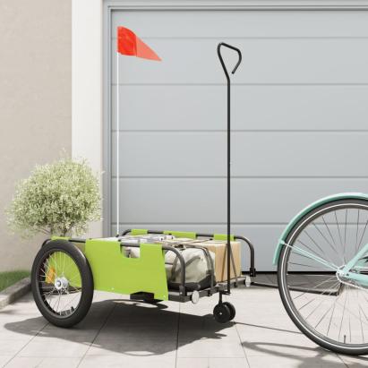Remorcă bicicletă, verde și negru, țesătură oxford și fier GartenMobel Dekor