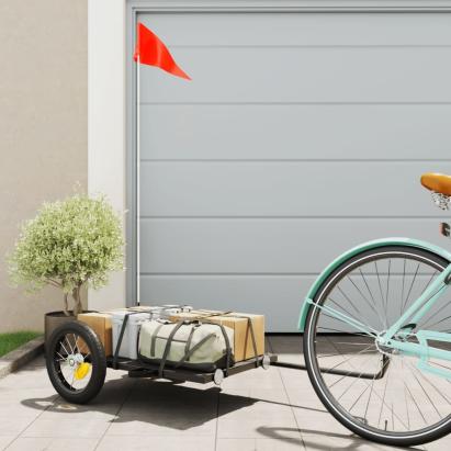 Remorcă de bicicletă, negru, 122x53x28 cm, fier GartenMobel Dekor