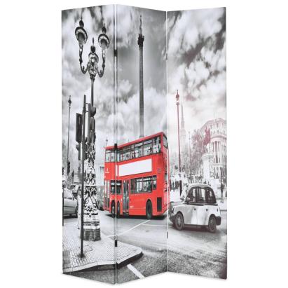Paravan cameră pliabil, 120x170 cm, autobuz londonez, negru/alb GartenMobel Dekor