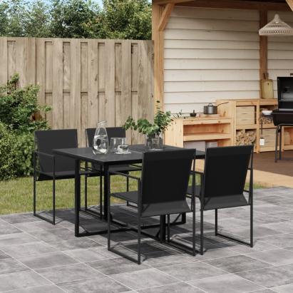 Set mobilier de grădină, 5 piese, negru, textilenă GartenMobel Dekor