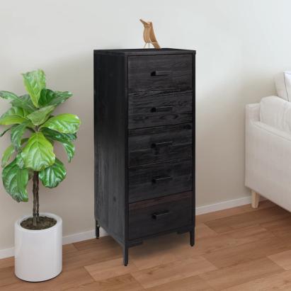 Comodă cu sertare, negru, 42x35x110 cm, lemn masiv pin GartenMobel Dekor