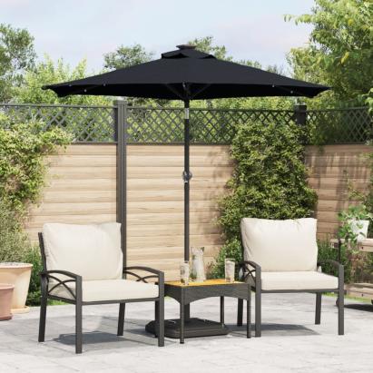 Umbrelă soare de grădină stâlp din oțel/LED negru 225x225x212cm GartenMobel Dekor