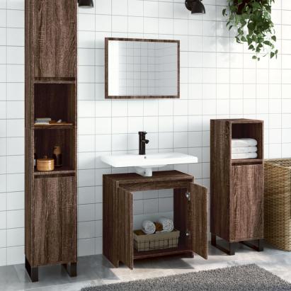 Set mobilier de baie, 2 piese, stejar maro, lemn prelucrat GartenMobel Dekor