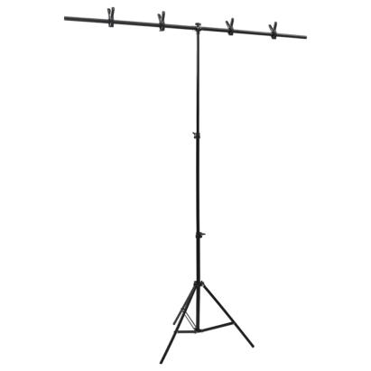 Suport de fundal în formă de T, negru, 151x60x(70-200) cm GartenMobel Dekor