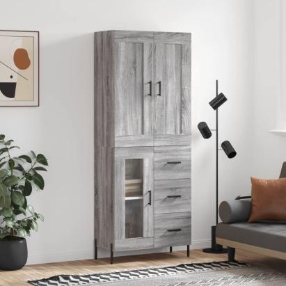 Dulap înalt, gri sonoma, 69,5x34x180 cm, lemn compozit GartenMobel Dekor