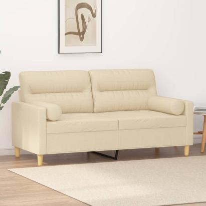Canapea cu 2 locuri cu pernuțe, crem, 140 cm, textil GartenMobel Dekor