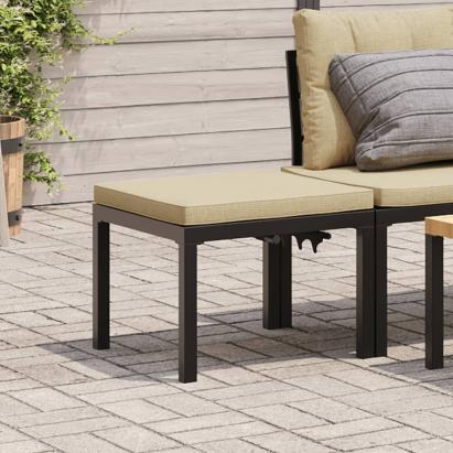 Scaun de grădină cu pernă, negru, oțel vopsit electrostatic GartenMobel Dekor