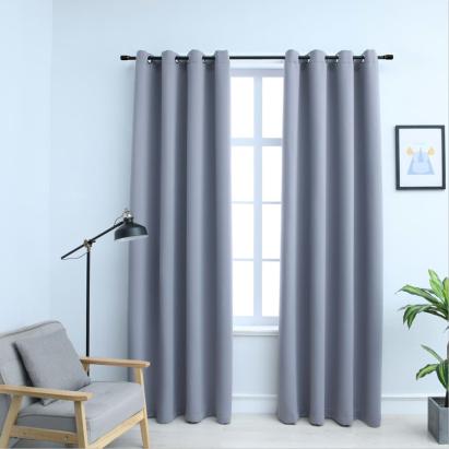 Draperii opace cu inele metalice, 2 buc., gri, 140 x 175 cm GartenMobel Dekor