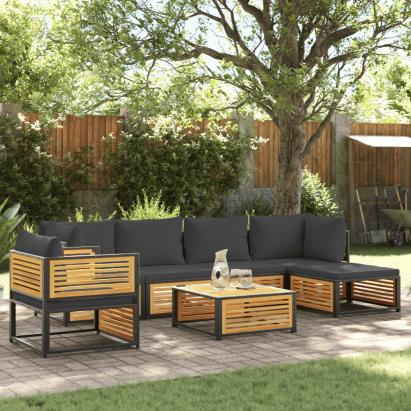 Set canapele grădină cu perne, 7 piese, lemn masiv acacia GartenMobel Dekor