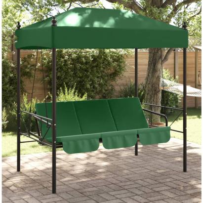 Bancă balansoar de grădină cu copertină, verde, oțel GartenMobel Dekor