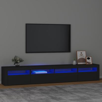 Comodă TV cu lumini LED, negru, 240x35x40cm GartenMobel Dekor