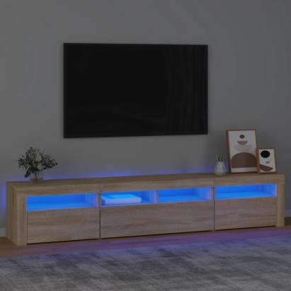 Comodă TV cu lumini LED, stejar sonoma, 210x35x40 cm GartenMobel Dekor