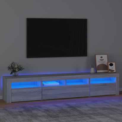 Comodă TV cu lumini LED, gri sonoma, 210x35x40 cm GartenMobel Dekor