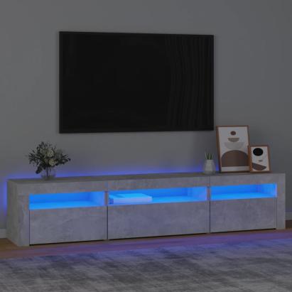 Comodă TV cu lumini LED, gri beton, 195x35x40 cm GartenMobel Dekor