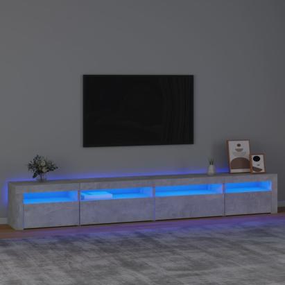 Comodă TV cu lumini LED, gri beton, 270x35x40 cm GartenMobel Dekor