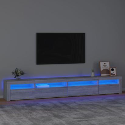 Comodă TV cu lumini LED, gri sonoma, 270x35x40 cm GartenMobel Dekor