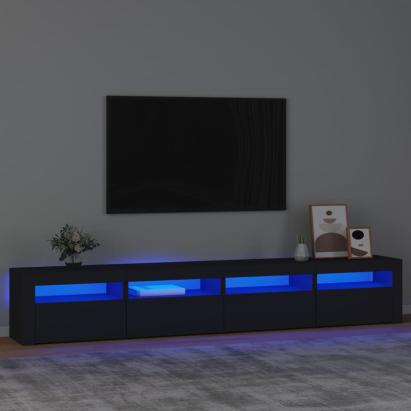 Comodă TV cu lumini LED, negru, 240x35x40cm GartenMobel Dekor