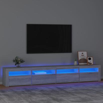 Comodă TV cu lumini LED, gri sonoma, 240x35x40cm GartenMobel Dekor