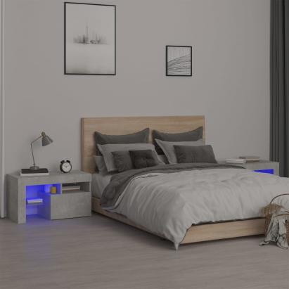 Noptiere cu lumini LED, 2 buc., gri beton, 70x36,5x40 cm GartenMobel Dekor