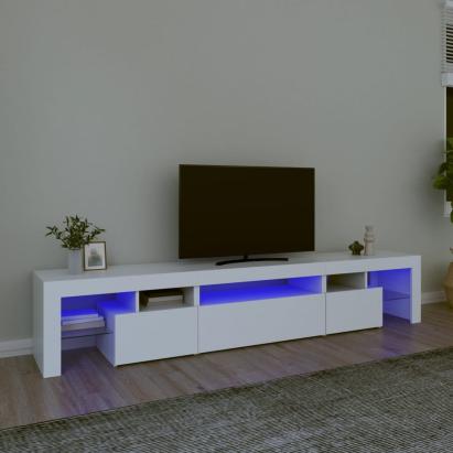 Comode TV cu lumini LED, alb，215x36,5x40 GartenMobel Dekor