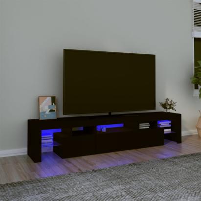Comodă TV cu lumini LED, negru, 200x36,5x40 cm GartenMobel Dekor