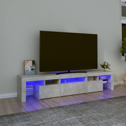 Comodă TV cu lumini LED, gri beton, 200x36,5x40 cm GartenMobel Dekor