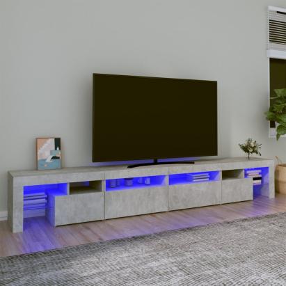 Comodă TV cu lumini LED, gri beton, 260x36,5x40cm GartenMobel Dekor
