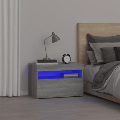 Noptiere cu lumini LED, gri sonoma, 60x35x40 cm GartenMobel Dekor