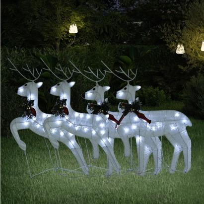 Reni de Crăciun, 4 buc., alb, 80 LED-uri GartenMobel Dekor