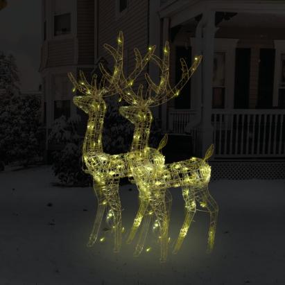Decorațiuni reni de Crăciun, 2 buc., alb cald, 120 cm, acril GartenMobel Dekor