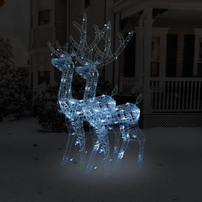 Decorațiuni reni de Crăciun, 2 buc., alb rece, 120 cm, acril GartenMobel Dekor