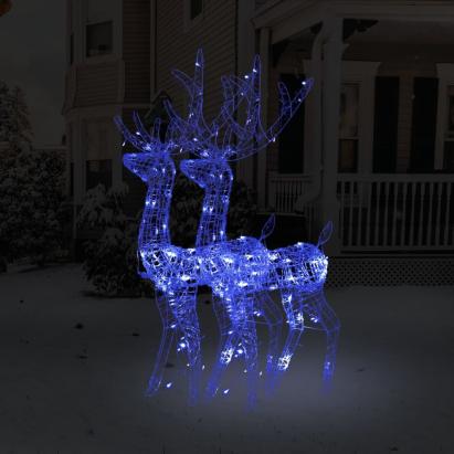 Decorațiuni reni de Crăciun, 2 buc., albastru, 120 cm, acril GartenMobel Dekor